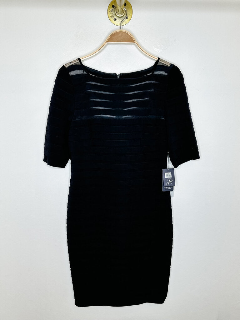 Sheer Striped Half Sleeve Fitted Dress (NWT, orig. $158)