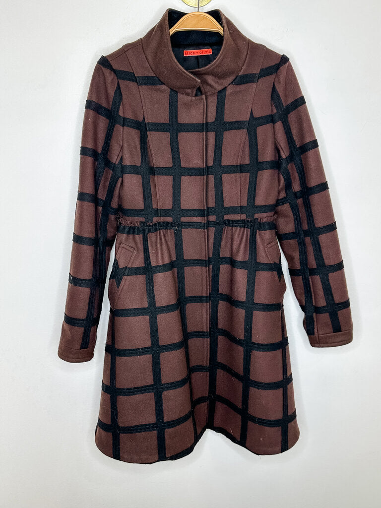 Wool Blend Windowpane Plaid Dress Coat