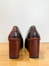 Load image into Gallery viewer, Croc Leather Square Toe Pumps
