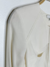 Load image into Gallery viewer, Collarless Button Front Blouse with Structural Details + Pockets
