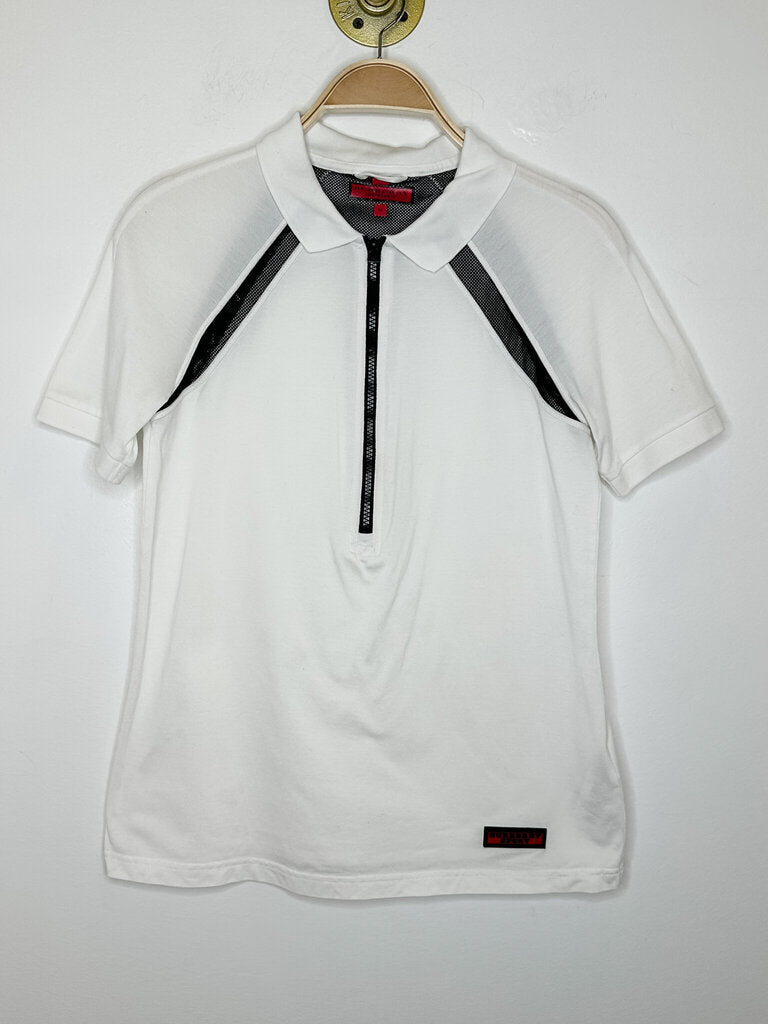 Half Zip Short Sleeve Polo Shirt with Mesh Details