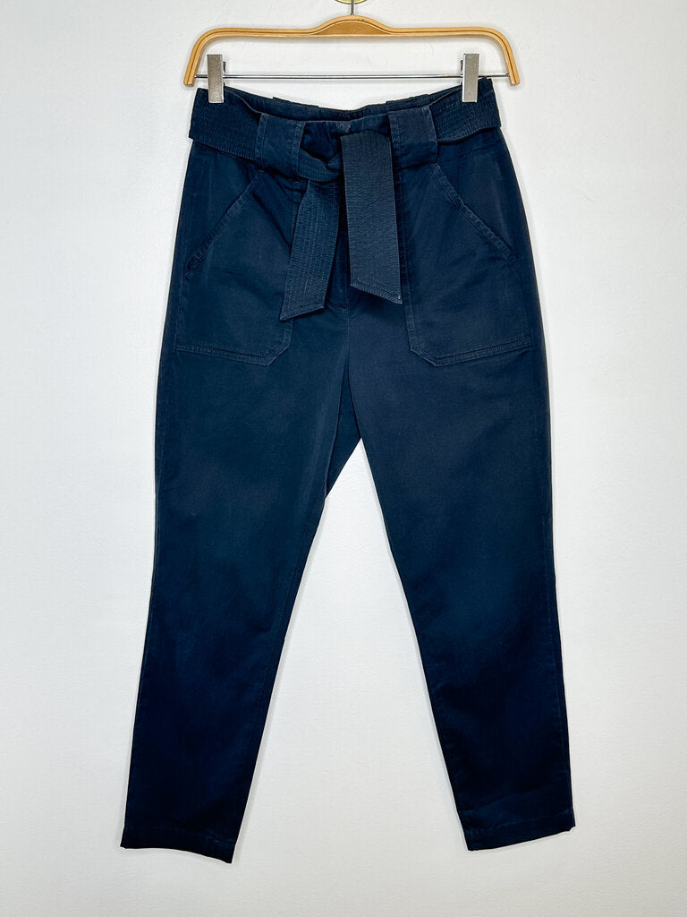 High Rise Pants with Tie Belt