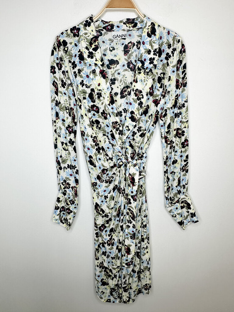 Floral Long Sleeve Wrap Dress