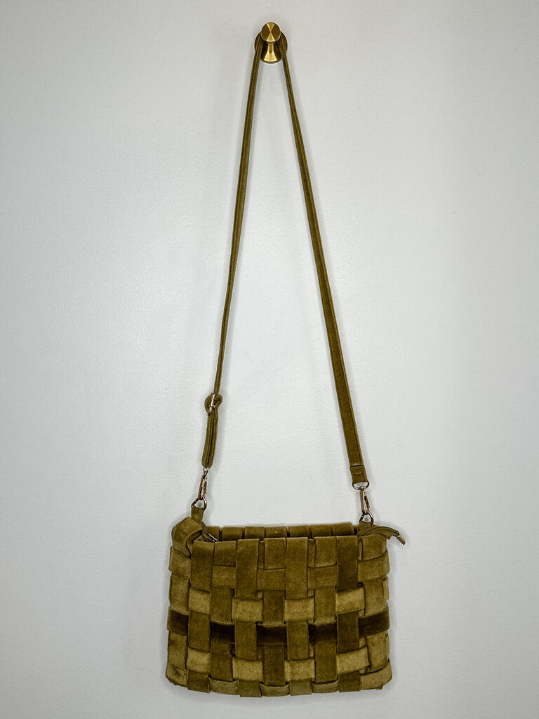 Woven Velvet Crossbody Bag