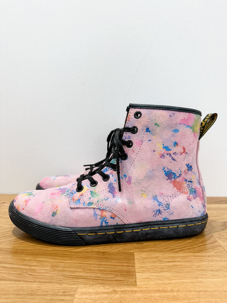 Paint Splattered Suede Sheridan Lace Up Boots