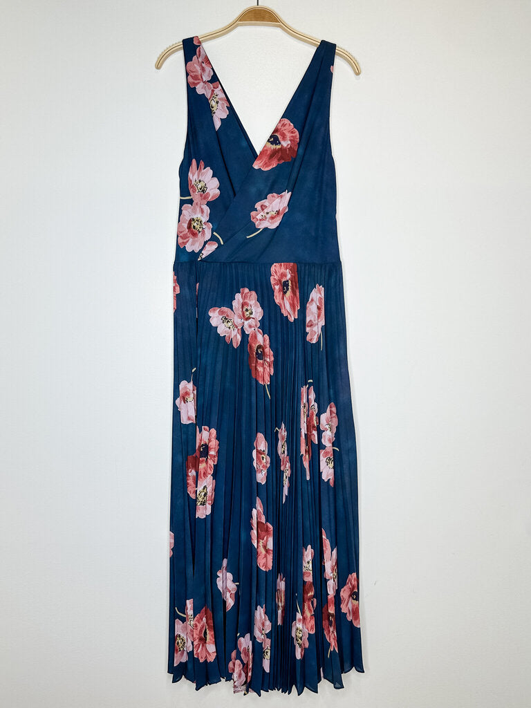 Floral Sleeveless Surplice Maxi Dress with Pleated Skirt (NWT, orig. $545)