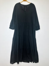 Load image into Gallery viewer, Cotton James Long Sleeve Tiered Half Button Midi Dress with Slip (orig. $345)
