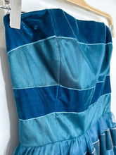 Load image into Gallery viewer, Velvet + Tulle Striped Strapless Dress (NWT, orig. $430)
