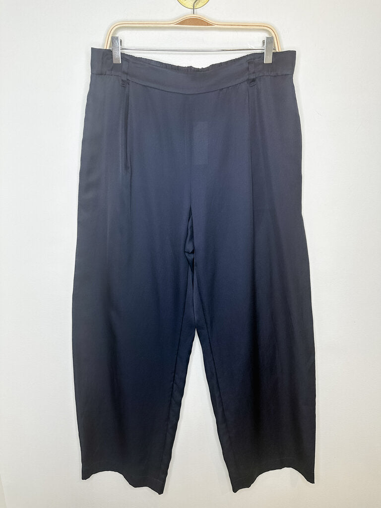 Silk + Cotton Blend Wide Leg Pull On Pants
