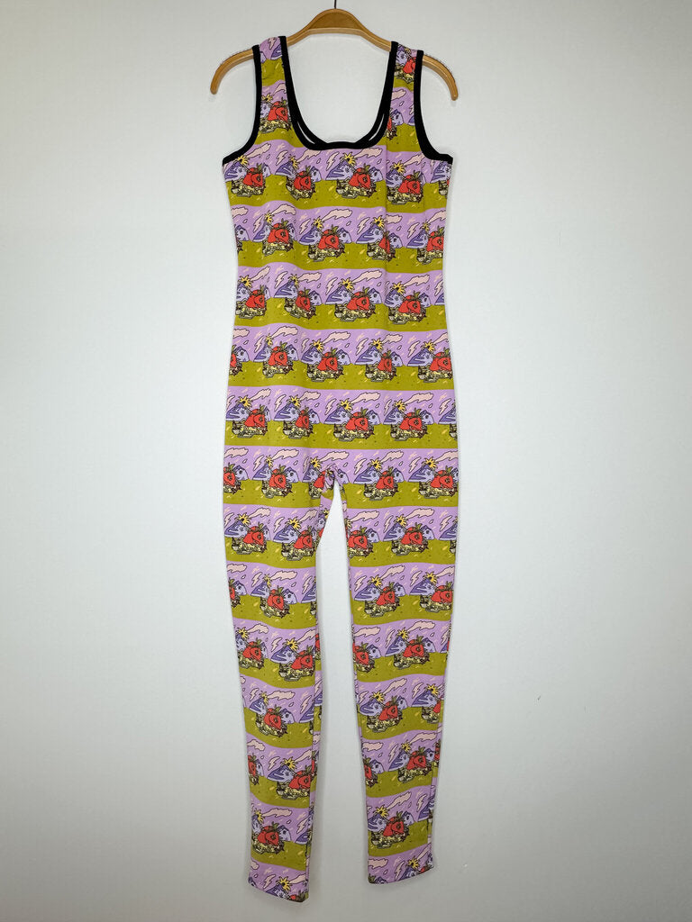 Strawberry Picnic Print Sleeveless Jumpsuit (NWT)