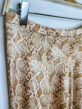 Load image into Gallery viewer, Silk Snake Print Midi Skirt with Mesh Panel
