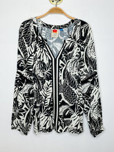 Load image into Gallery viewer, Tropical Print Long Sleeve V-Neck Top
