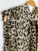 Load image into Gallery viewer, Leopard Print Silk Sleeveless Blouse with Metallic Gold Dots + Neck Tie
