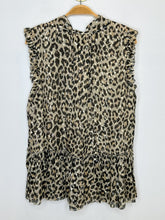 Load image into Gallery viewer, Leopard Print Silk Sleeveless Blouse with Metallic Gold Dots + Neck Tie
