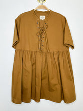 Load image into Gallery viewer, Cotton Lace Up Bodice Short Sleeve Mini Dress
