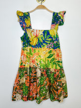 Load image into Gallery viewer, Tropical Print Tiered Sleeveless Mini Dress
