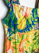 Load image into Gallery viewer, Tropical Print Tiered Sleeveless Mini Dress
