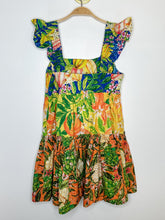 Load image into Gallery viewer, Tropical Print Tiered Sleeveless Mini Dress
