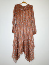 Load image into Gallery viewer, Metallic Striped + Floral Long Sleeve Midi Dress (orig. ~$850)
