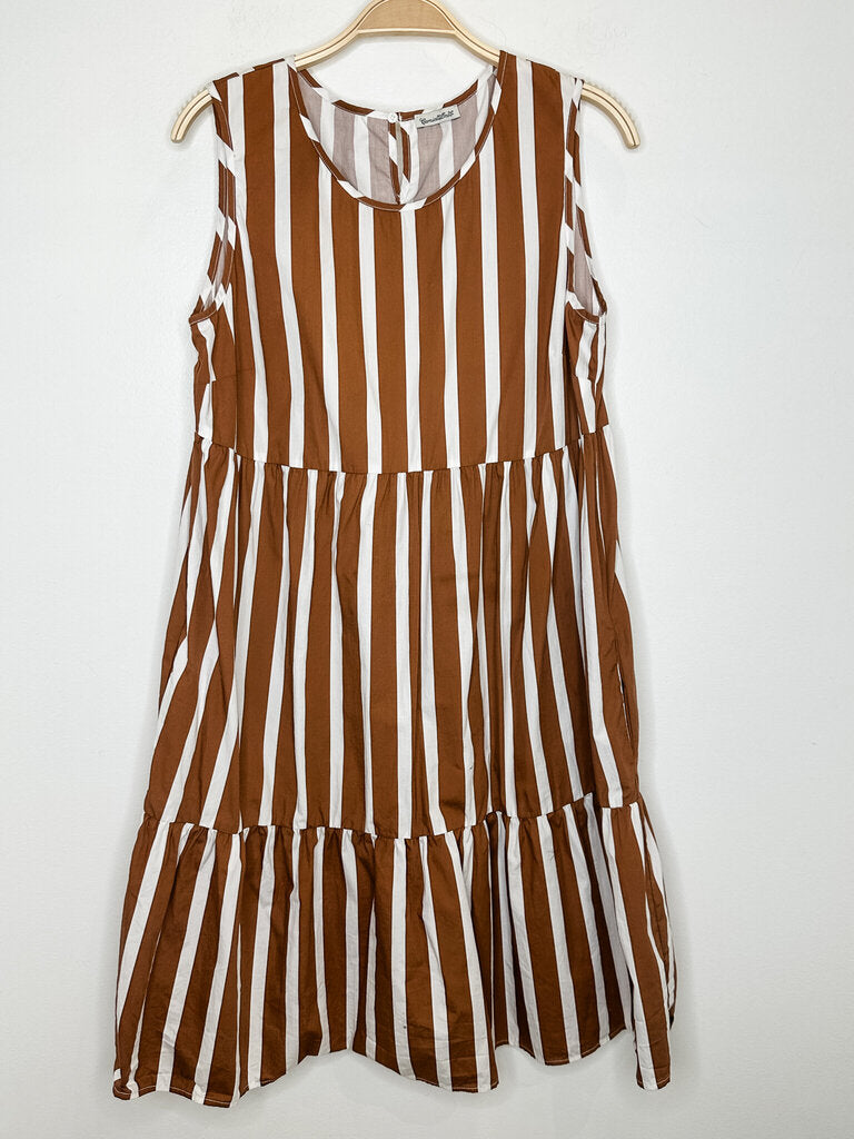 Striped Cotton Tiered Sleeveless Dress (orig. ~$368)