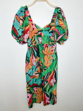 Load image into Gallery viewer, Banana Foliage Puff Sleeve Midi Dress (NWT, orig. $245)
