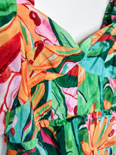 Load image into Gallery viewer, Banana Foliage Puff Sleeve Midi Dress (NWT, orig. $245)
