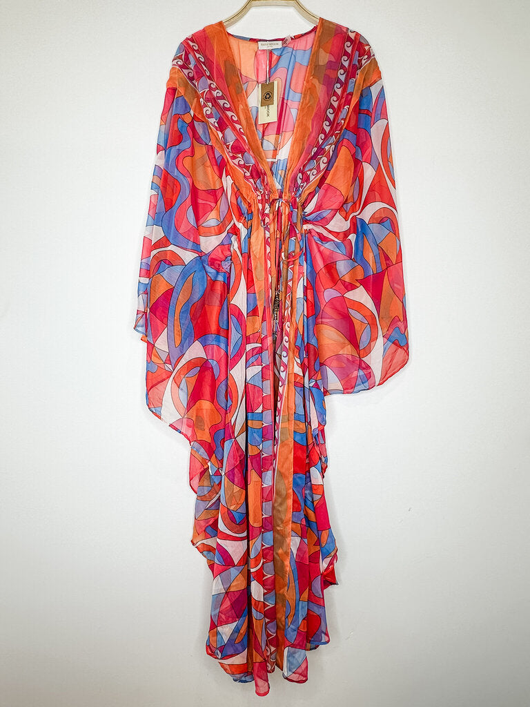 Retro Print Tie-Front Cover Up (NWT, orig. $295)