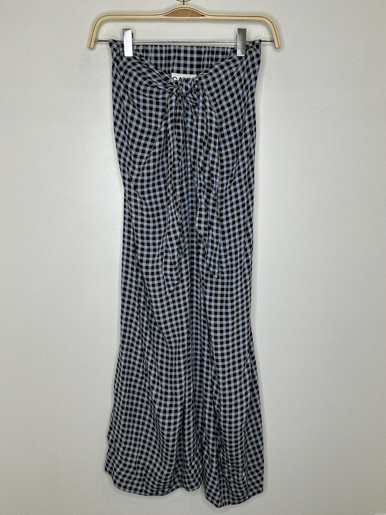 Plaid Maxi Skirt with Tie Waist