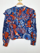 Load image into Gallery viewer, Parrot + Floral Print Ruffled Long Sleeve Shirt
