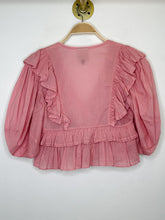 Load image into Gallery viewer, Cropped Cotton Ruffled Half Sleeve Blouse
