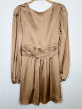 Load image into Gallery viewer, Silky Long Sleeve Surplice Mini Dress with Gathered Waist
