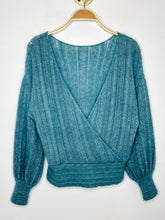 Load image into Gallery viewer, Wool-Mohair Blend Surplice Balloon Sleeve Sweater
