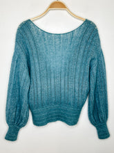 Load image into Gallery viewer, Wool-Mohair Blend Surplice Balloon Sleeve Sweater
