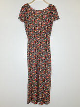 Load image into Gallery viewer, Floral Pima Cotton Short Sleeve Midi Dress with Low Back + Side Slits
