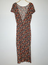 Load image into Gallery viewer, Floral Pima Cotton Short Sleeve Midi Dress with Low Back + Side Slits
