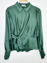 Load image into Gallery viewer, Silky Draped Front Blouse with Peplum (NWT, orig. $375)
