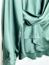 Load image into Gallery viewer, Silky Draped Front Blouse with Peplum (NWT, orig. $375)

