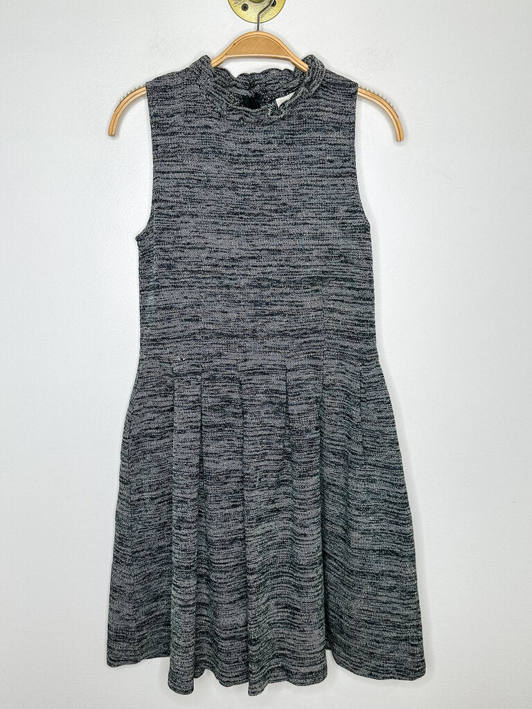 Sleeveless Knit Dress with Box Pleat Skirt + Ruffled Neckline