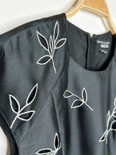 Load image into Gallery viewer, Taffeta Fit + Flare Cap Sleeve Midi Dress with Floral Cutouts
