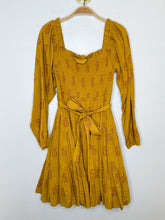 Load image into Gallery viewer, Floral + Metallic Long Sleeve Mini Dress with Smocked Top (NWT, orig. $119)
