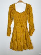 Load image into Gallery viewer, Floral + Metallic Long Sleeve Mini Dress with Smocked Top (NWT, orig. $119)
