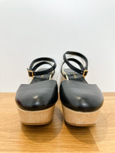 Load image into Gallery viewer, Leather Wedge Clogs with Ankle Strap
