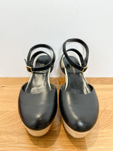 Load image into Gallery viewer, Leather Wedge Clogs with Ankle Strap
