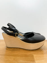 Load image into Gallery viewer, Leather Wedge Clogs with Ankle Strap
