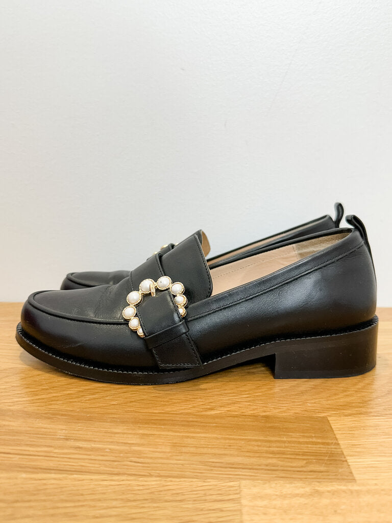 Loafers with Pearl Buckles