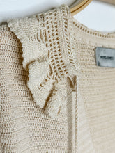 Load image into Gallery viewer, Pima Cotton Short Sleeve V-Neck Sweater with Ruffle
