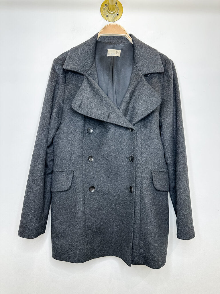 Cashmere Pea Coat with Draped Collar