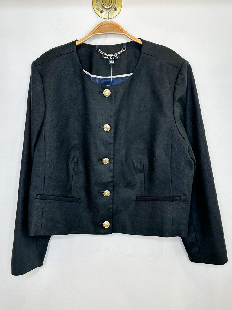 Linen Blend Louisa Lady Collarless Cropped Jacket (NWT)