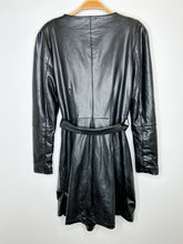 Load image into Gallery viewer, Vegan Leather Long Sleeve Wrap Mini Dress with Belt (NWT)
