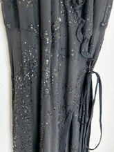 Load image into Gallery viewer, Silk Short Sleeve Wrap Midi Dress with Sparkly Embellishments
